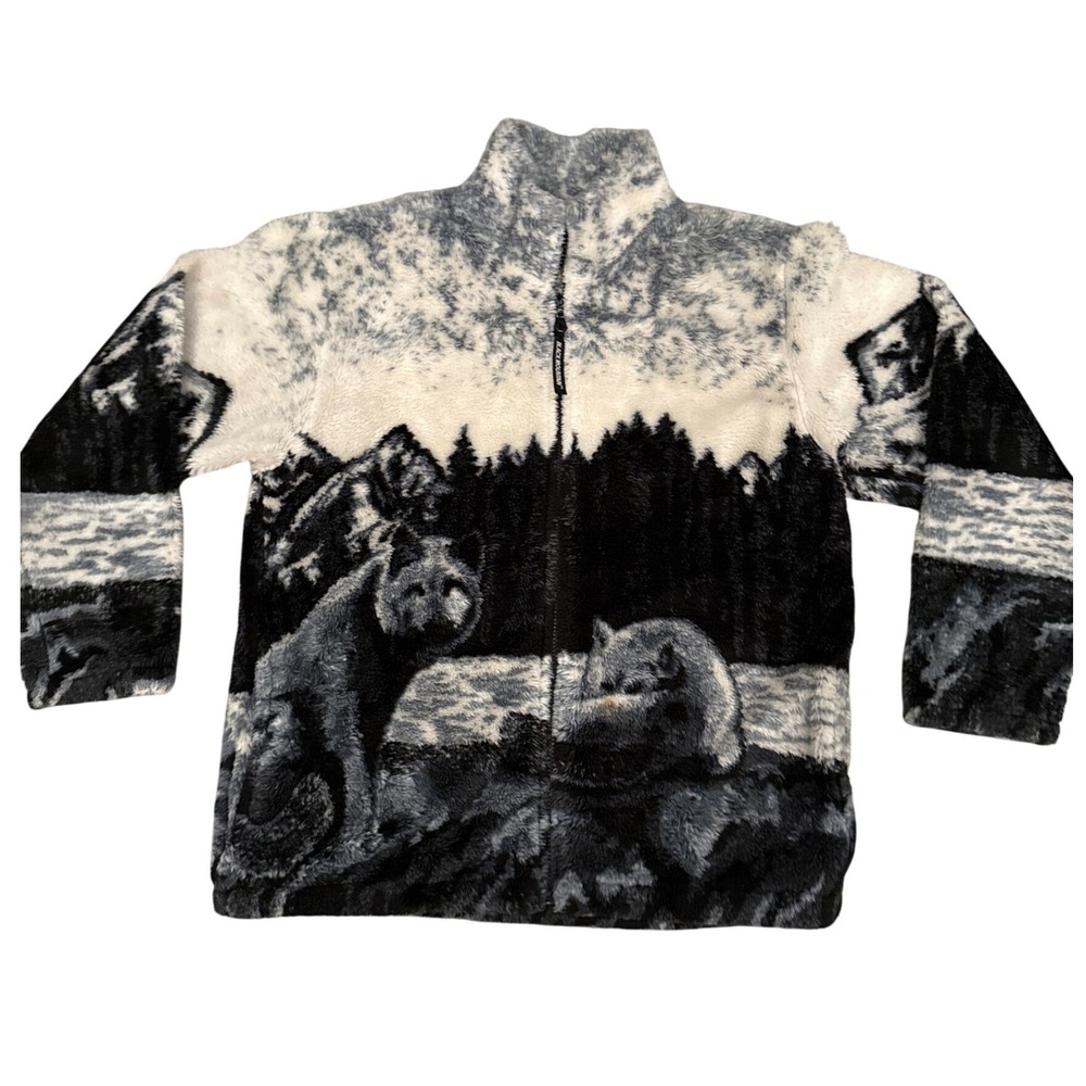 Men's Black and White Fleece Jacket